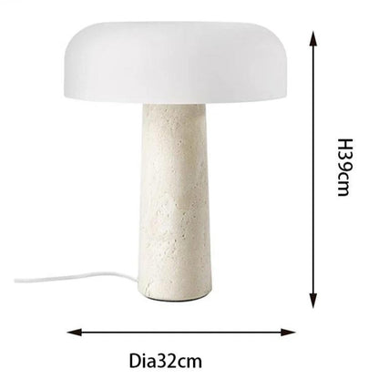 Lampe de chevet en travertin naturel et abat-jour en verre
