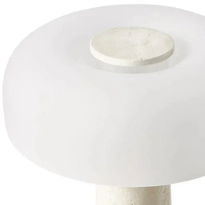 Lampe de chevet en travertin naturel et abat-jour en verre