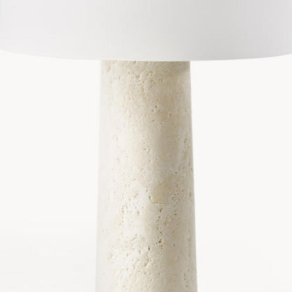 Lampe de chevet en travertin naturel et abat-jour en verre