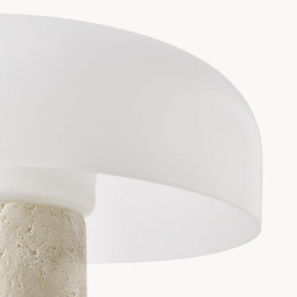 Lampe de chevet en travertin naturel et abat-jour en verre