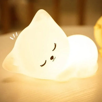 Veilleuse Chat en Silicone – 7 Couleurs, Tactile et Rechargeable