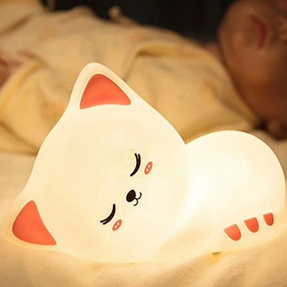 Veilleuse Chat en Silicone – 7 Couleurs, Tactile et Rechargeable