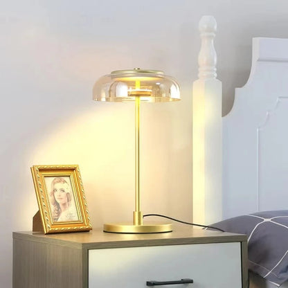 Lampe en Pierre de Verre et Métal Doré