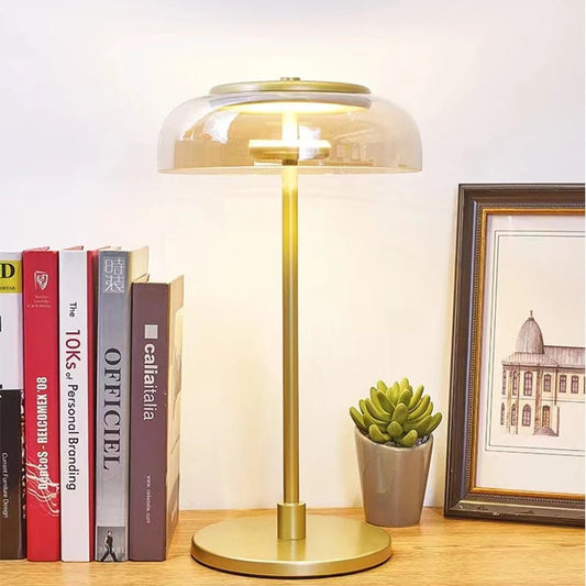 Lampe en Pierre de Verre et Métal Doré