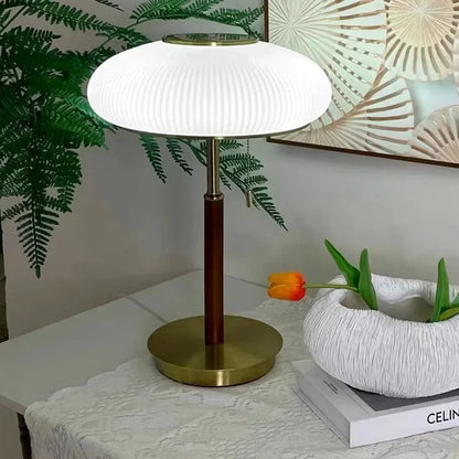Lampe de chevet vintage en métal et verre – H40 x L30 cm