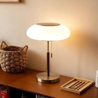 Lampe de chevet vintage en métal et verre – H40 x L30 cm