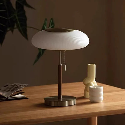 Lampe de chevet vintage en métal et verre – H40 x L30 cm