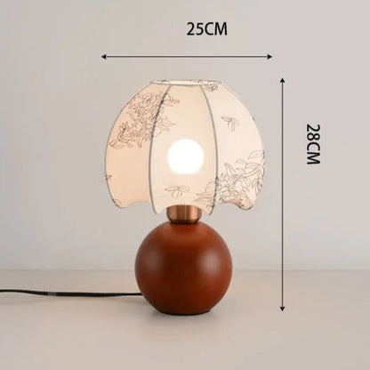 Lampe de chevet vintage en bois et abat-jour tissu