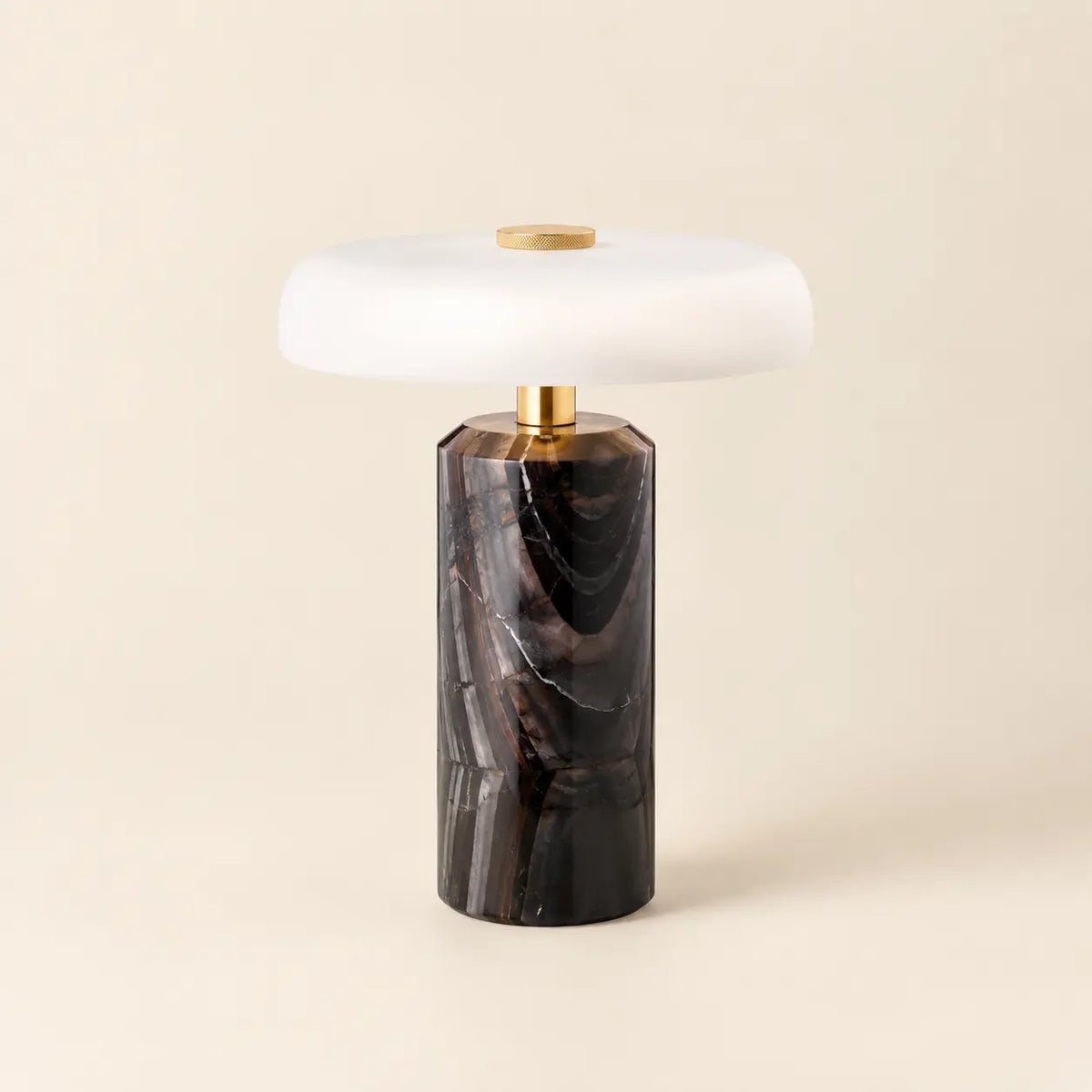 Lampe de Chevet Colonne en Marbre et Verre – Tactile et Rechargeable