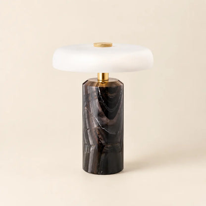 Lampe de Chevet Colonne en Marbre et Verre – Tactile et Rechargeable