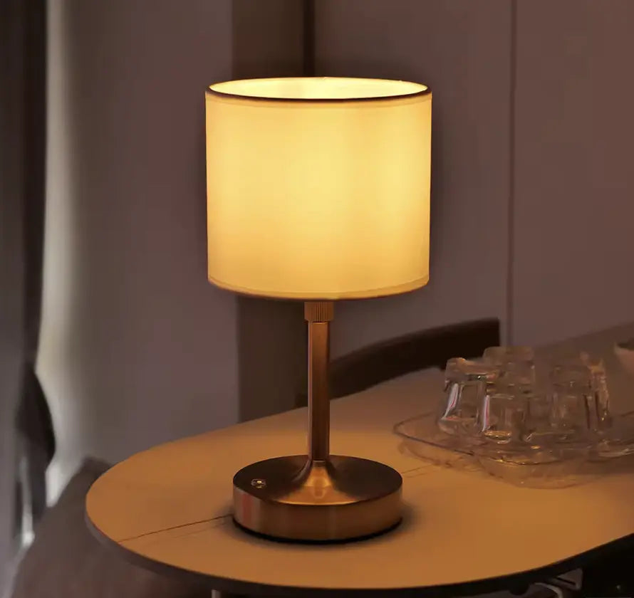 Lampe de Chevet Rechargeable Abat-jour en Tissu – Tactile, Ampoule E12 Remplaçable