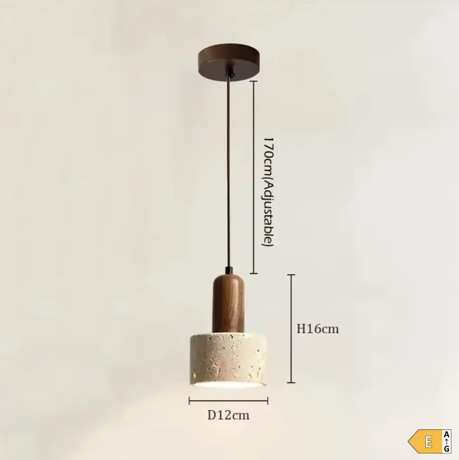 Lampe de Chevet Suspendue Travertin et Bois
