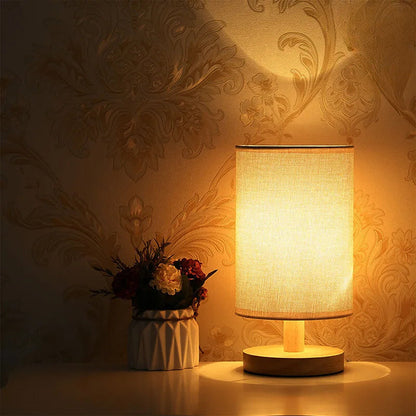 Lampe de Chevet en Bambou et Abat-jour Tissu