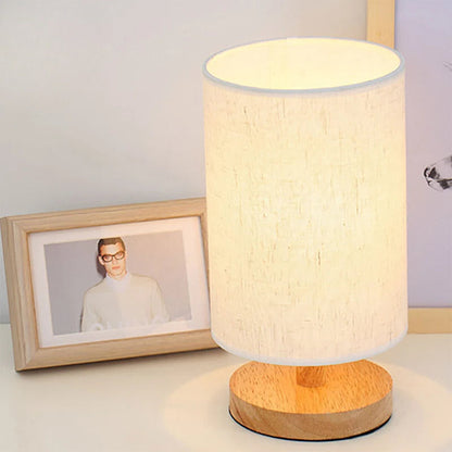 Lampe de Chevet en Bambou et Abat-jour Tissu