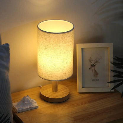 Lampe de Chevet en Bambou et Abat-jour Tissu