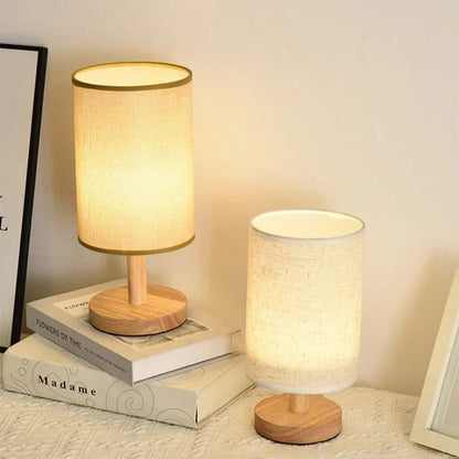 Lampe de Chevet en Bambou et Abat-jour Tissu