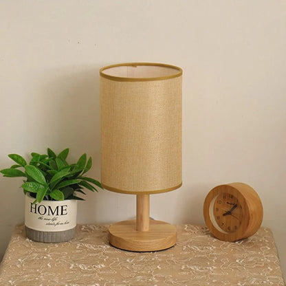 Lampe de Chevet en Bambou et Abat-jour Tissu