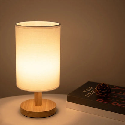 Lampe de Chevet en Bois et Lin – Design Naturel