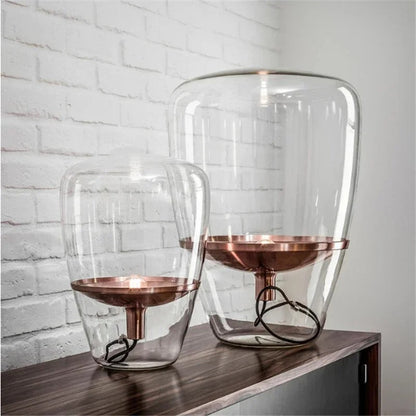 Lampe de Chevet en Verre et Fer – Élégance et Lumière