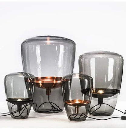 Lampe de Chevet en Verre et Fer – Élégance et Lumière