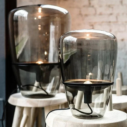 Lampe de Chevet en Verre et Fer – Élégance et Lumière