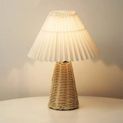 Lampe de Chevet en Rotin et Tissu – Style Naturel