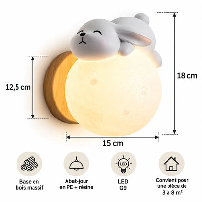 Applique Murale Chambre Bébé Ours ou Lapin en Bois