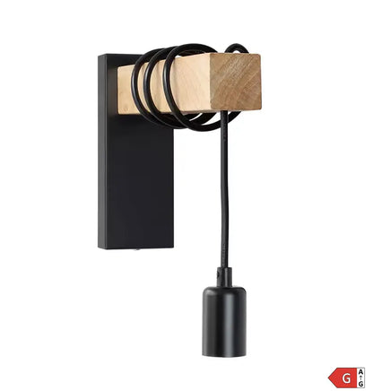 Lampe de Chevet Murale Bois et Métal – Style Industriel