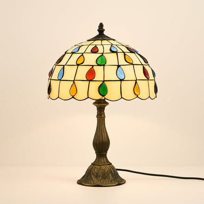 Lampe Tiffany Pétillante en Vitrail et Perles de Verre