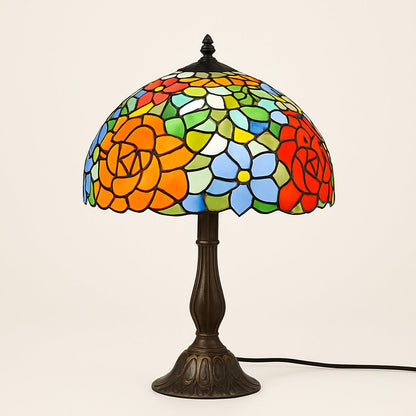 Lampe Tiffany Florale en Vitrail – Pied Métal