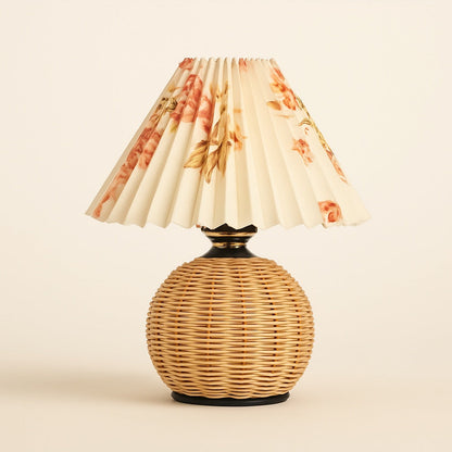 Lampe de Chevet en Rotin Tressé avec Abat-jour Tissu