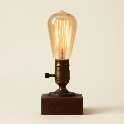 Lampe de Chevet Industrielle Bois et Métal Vintage