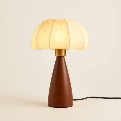 Lampe de Chevet Vintage en Bois et Abat-jour Tissu