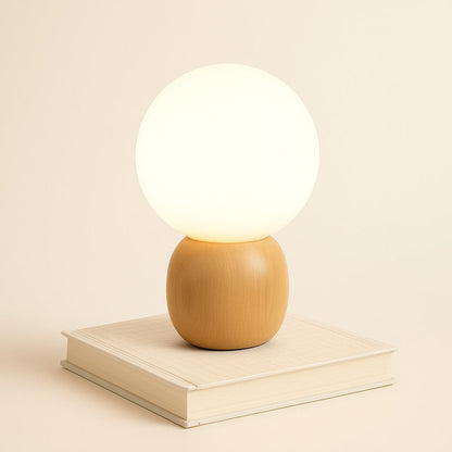 Lampe de Chevet Boule en Bois – Ambiance Naturelle