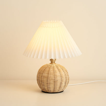 Lampe de Chevet en Osier et Rotin avec Abat-jour Tissu