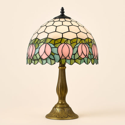 Lampe Tiffany Magnolia – Vitrail Floral Fait Main