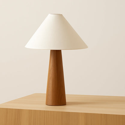 Lampe de chevet en bois naturel avec abat-jour tissu