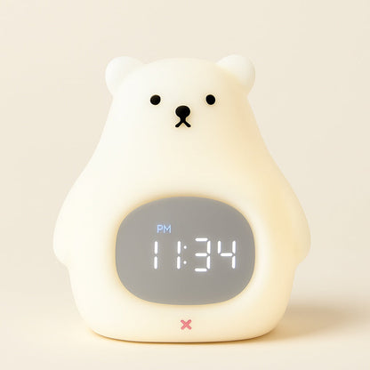 Réveil Veilleuse Enfant Ours en Silicone Rechargeable