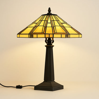 Lampe Tiffany Art Déco – Vitrail Géométrique Doré