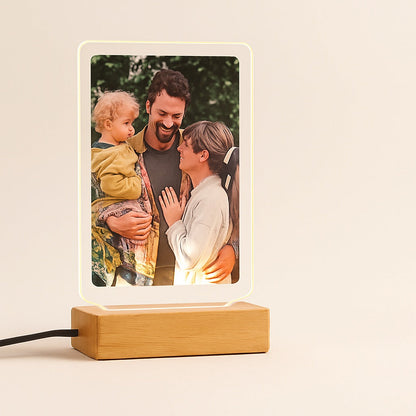 Lampe Personnalisée avec Photo – Base Bois et Acrylique