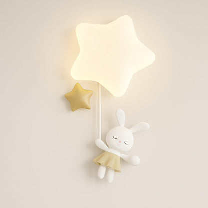 Applique Murale Enfant Étoile et Lapin Ballon Doré