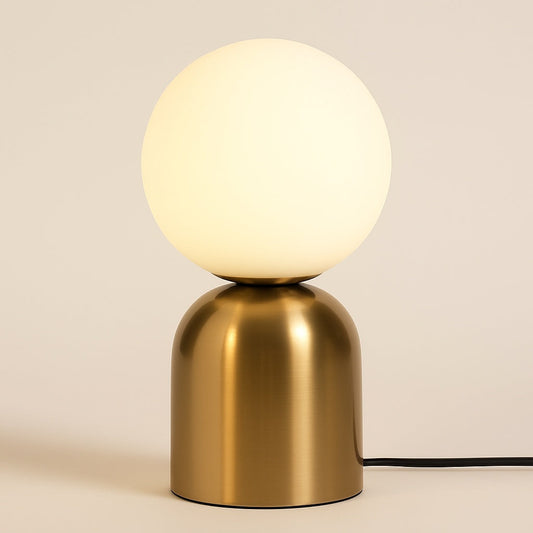 Lampe Boule en Verre à Poser – Base Métal Doré