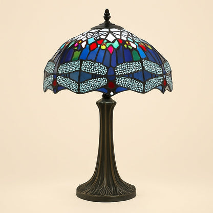 Lampe Tiffany Bleue Libellule – Artisanat Vitrail
