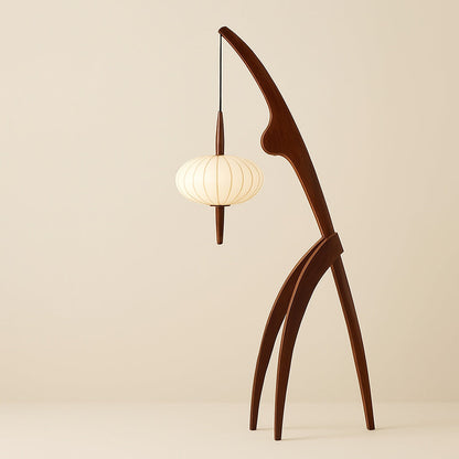 Lampadaire en Bois Massif au Design Sculptural