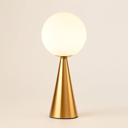 Lampe à Poser Boule en Verre et Métal Doré