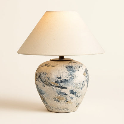 Lampe de Chevet Japonaise en Céramique et Tissu