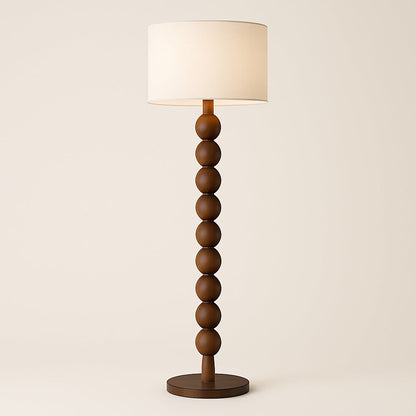 Lampadaire sur Pied en Bois avec Abat-jour Tissu