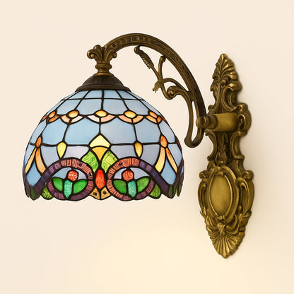 Applique Murale Style Tiffany Vitrail Bleu
