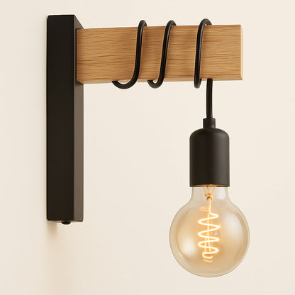 Lampe de Chevet Murale Bois et Métal – Style Industriel