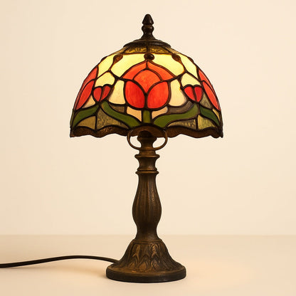 Lampe de chevet Tiffany ancienne en vitrail coloré